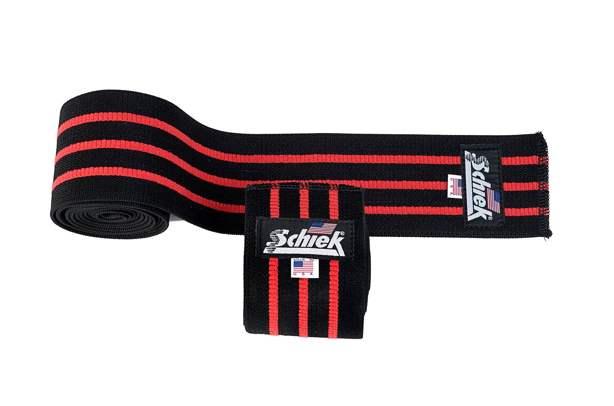 Black and Red Schiek 78" Heavy Duty Knee Wrap <black>